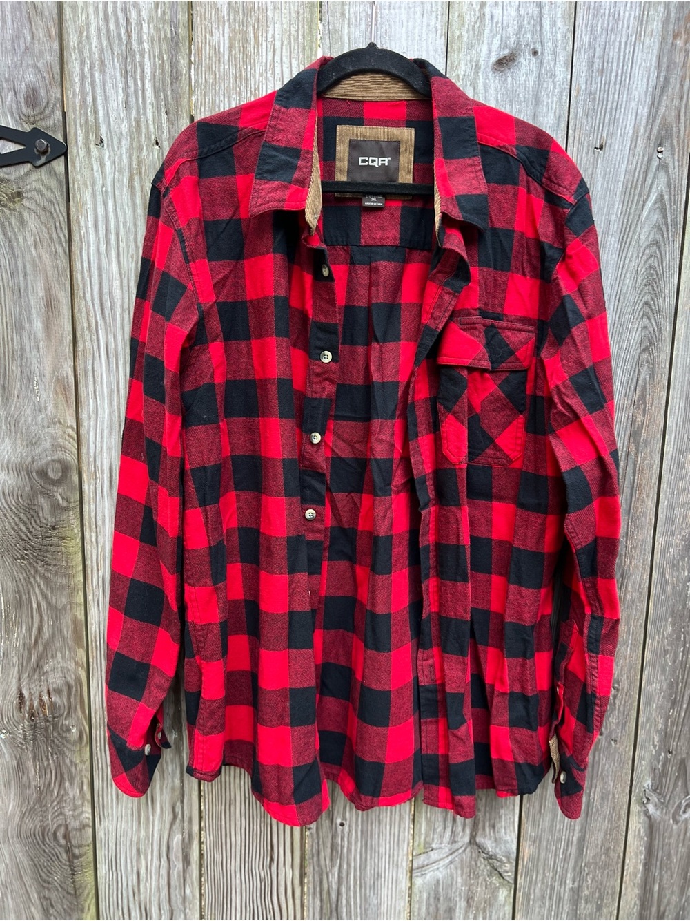 CQR Red Black Buffalo Check Flannel Long Sleeve Mens 2XL - Picture 2 of 10
